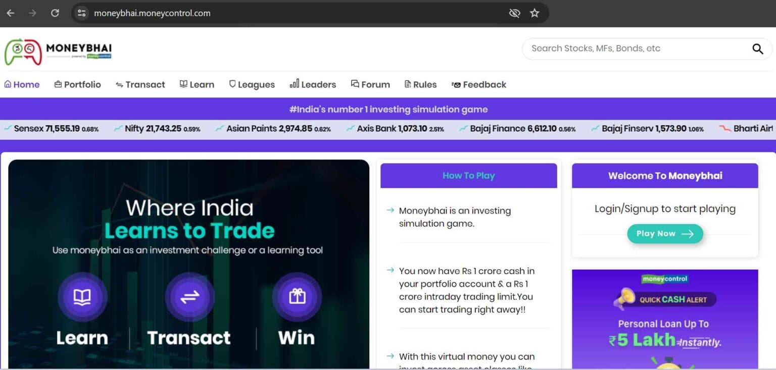 MoneyBhai Review virtual trading game simulator app guide