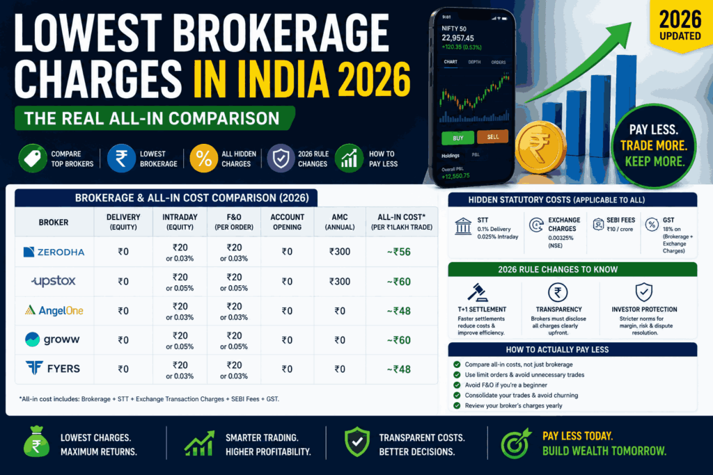 Lowest Brokerage Charges in India 2026 The Real, All-In Comparison
